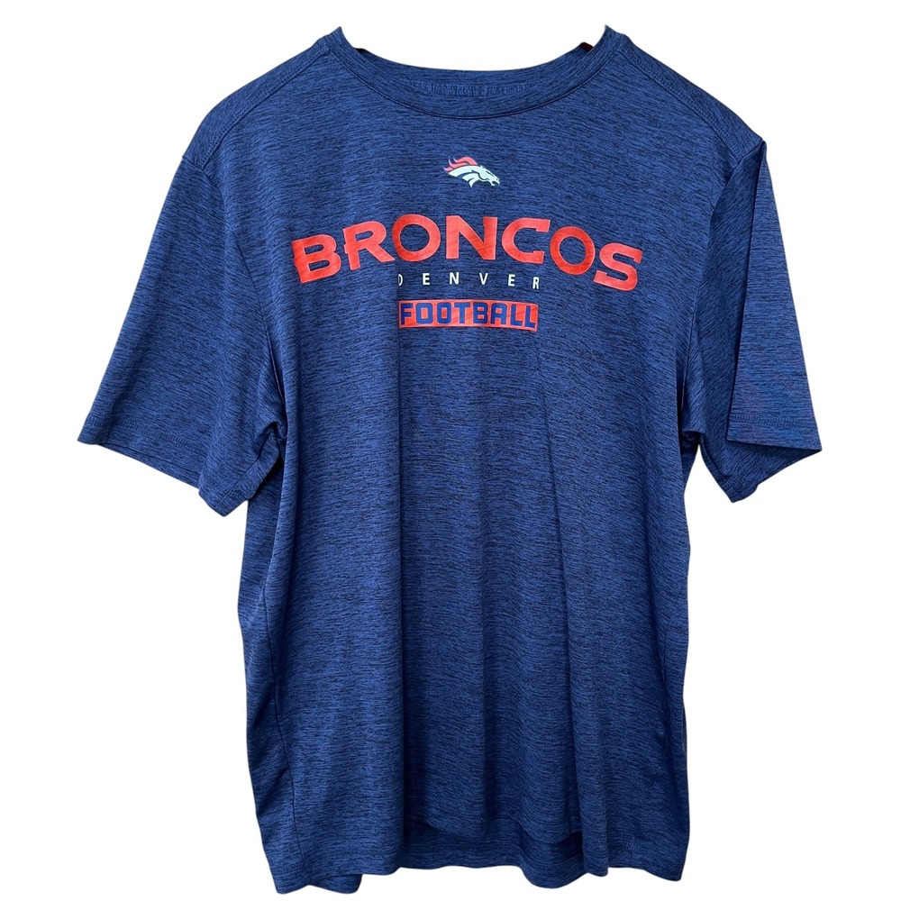 NFL Team Apparel Denver Broncos Football Shirt Navy Heather TX3 Cool Mens Large